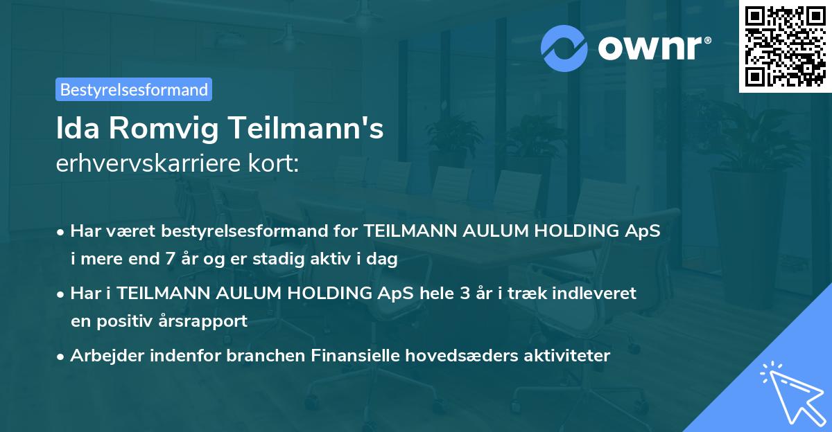 Ida Romvig Teilmann's erhvervskarriere kort