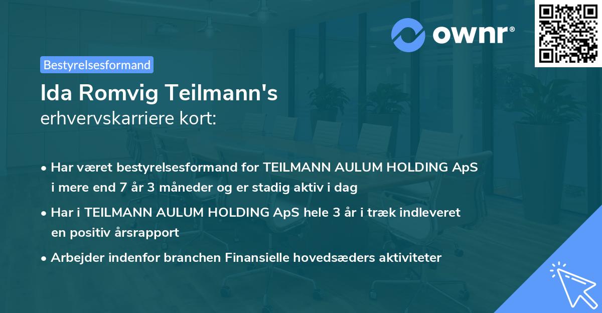 Ida Romvig Teilmann's erhvervskarriere kort