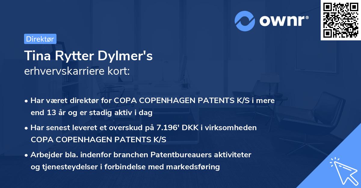 Tina Rytter Dylmer's erhvervskarriere kort