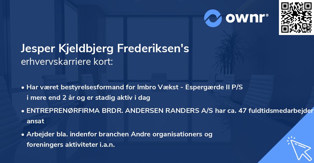 Jesper Kjeldbjerg Frederiksen's erhvervskarriere kort