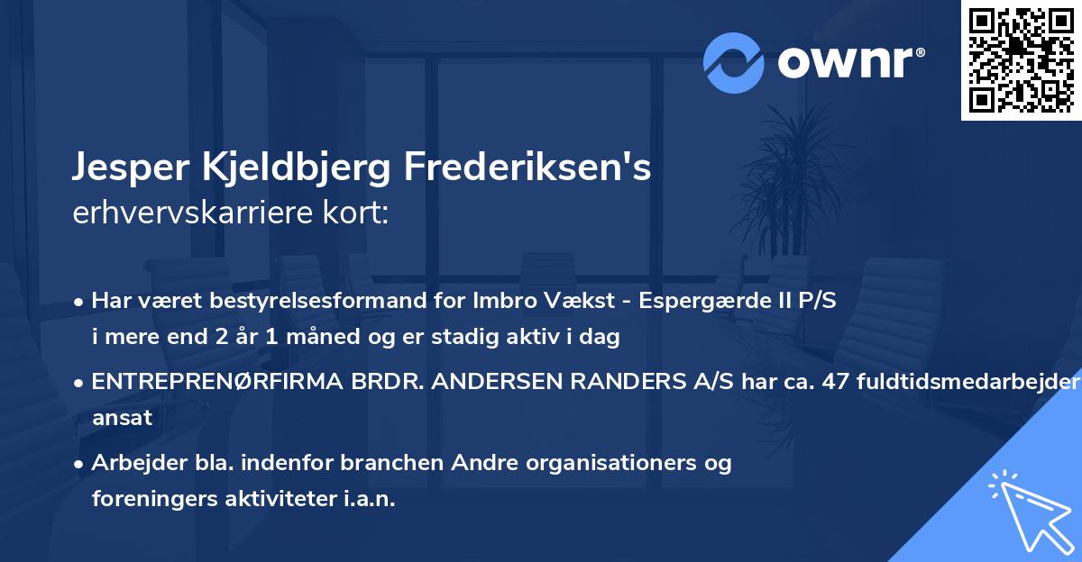Jesper Kjeldbjerg Frederiksen's erhvervskarriere kort