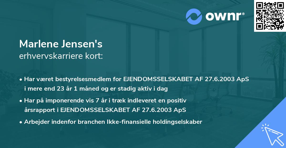 Marlene Jensen's erhvervskarriere kort