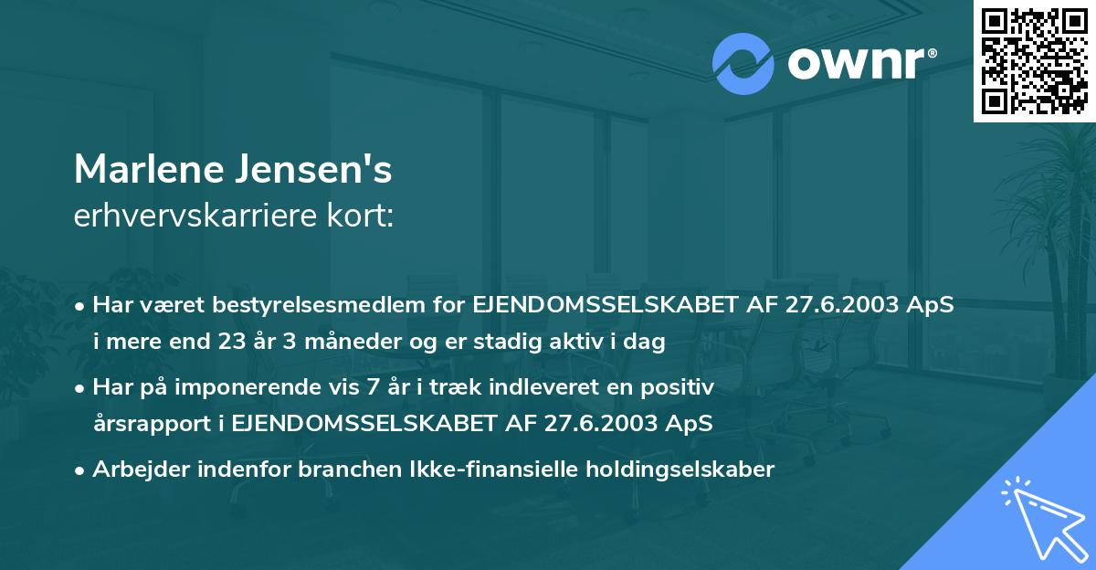 Marlene Jensen's erhvervskarriere kort