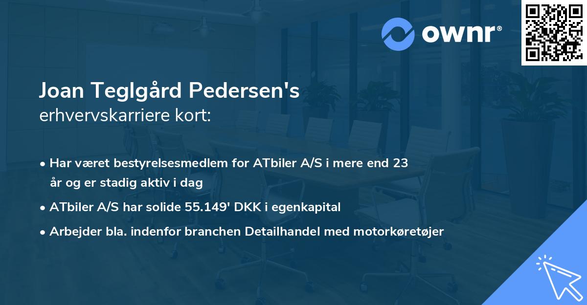 Joan Teglgård Pedersen's erhvervskarriere kort