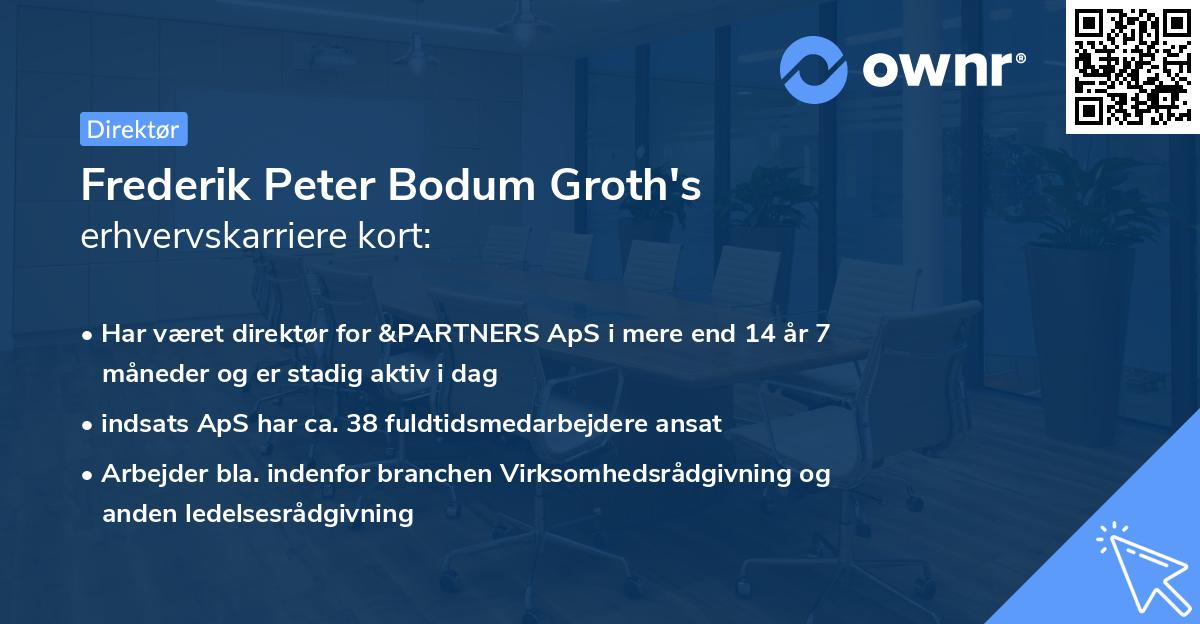 Frederik Peter Bodum Groth's erhvervskarriere kort