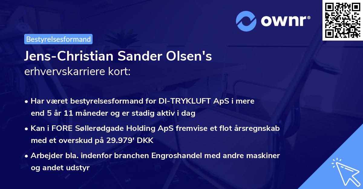 Jens-Christian Sander Olsen's erhvervskarriere kort