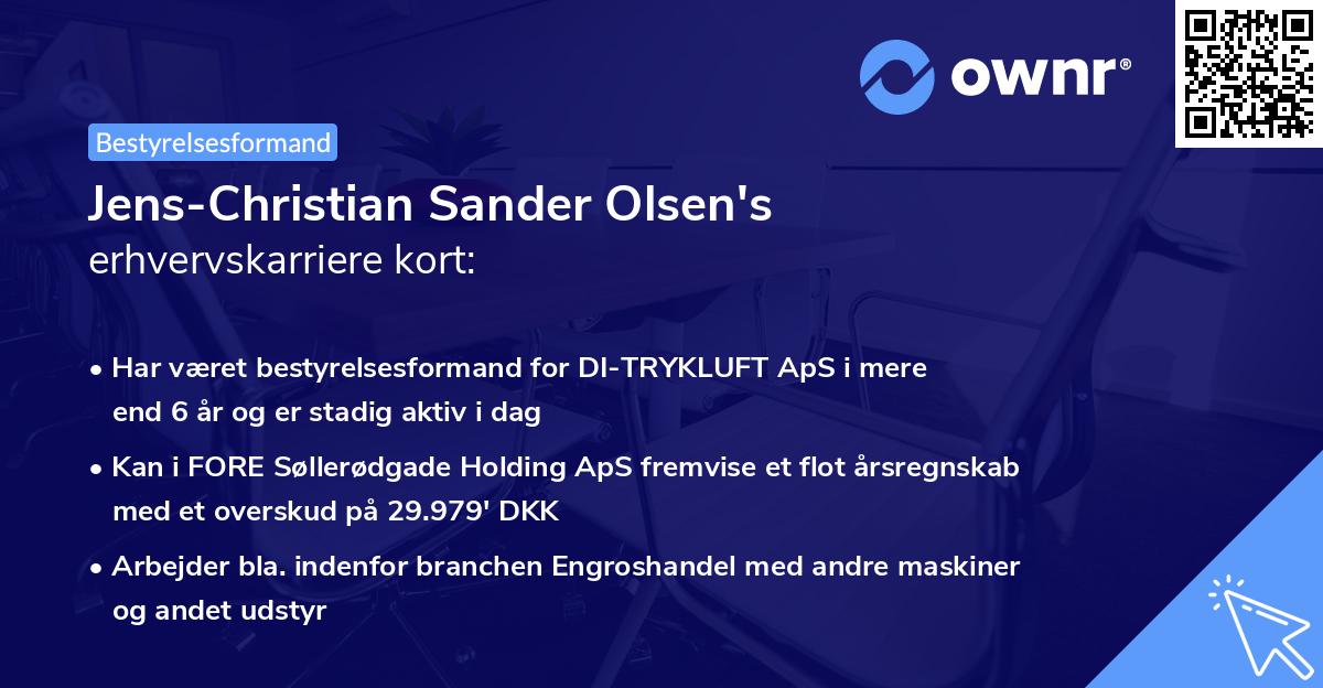 Jens-Christian Sander Olsen's erhvervskarriere kort