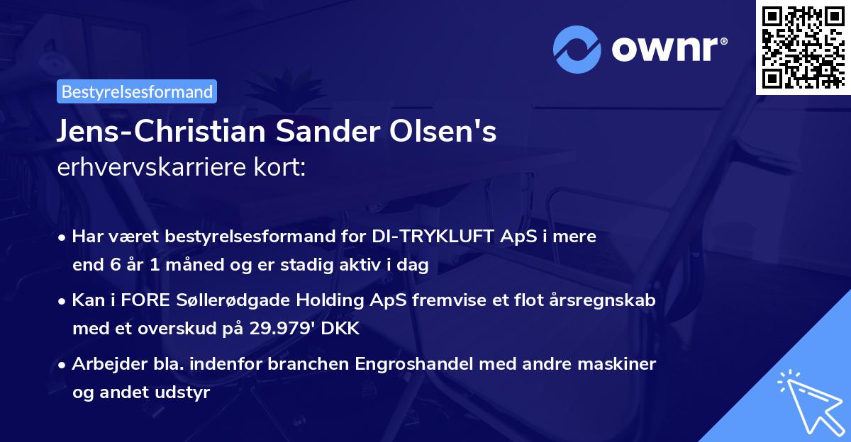 Jens-Christian Sander Olsen's erhvervskarriere kort
