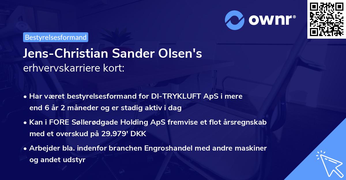 Jens-Christian Sander Olsen's erhvervskarriere kort
