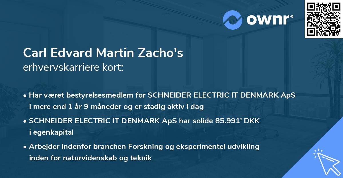 Carl Edvard Martin Zacho's erhvervskarriere kort