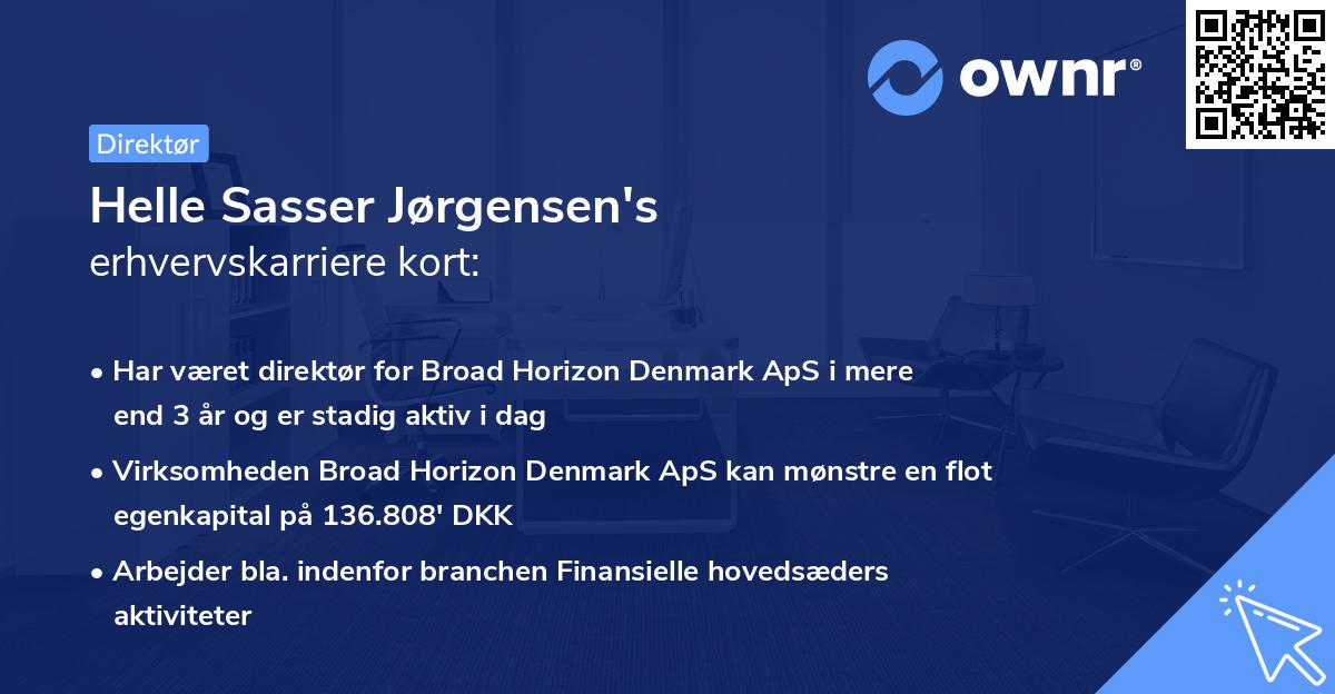 Helle Sasser Jørgensen's erhvervskarriere kort