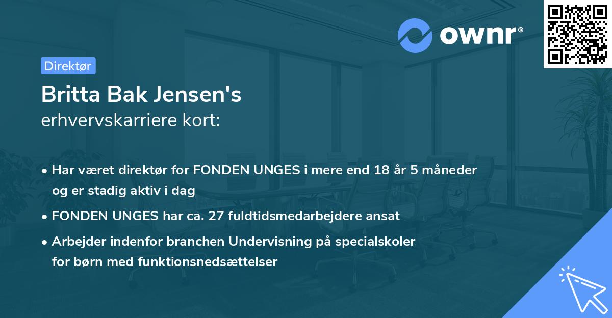Britta Bak Jensen's erhvervskarriere kort