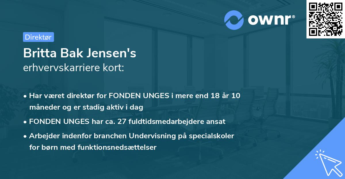 Britta Bak Jensen's erhvervskarriere kort