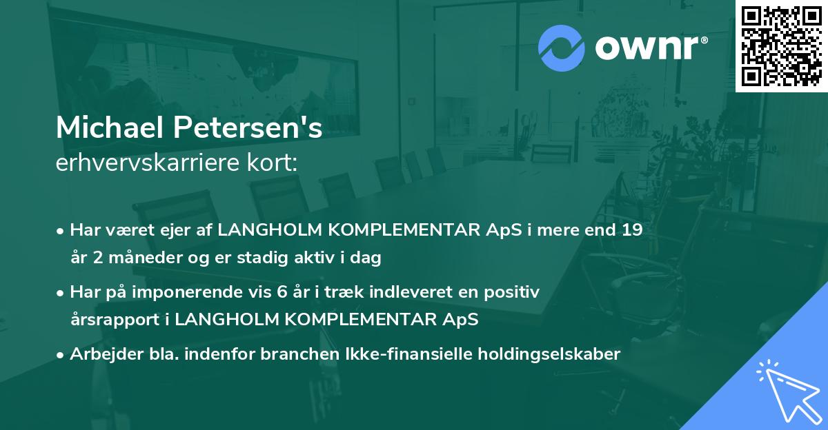 Michael Petersen's erhvervskarriere kort