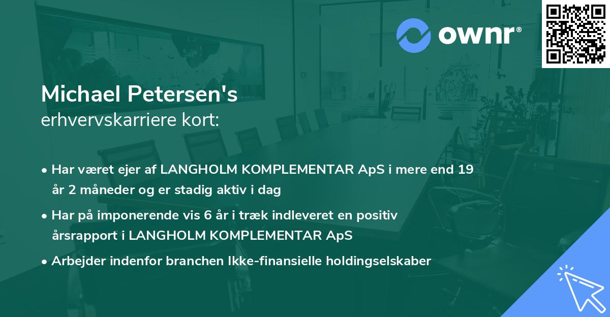 Michael Petersen's erhvervskarriere kort