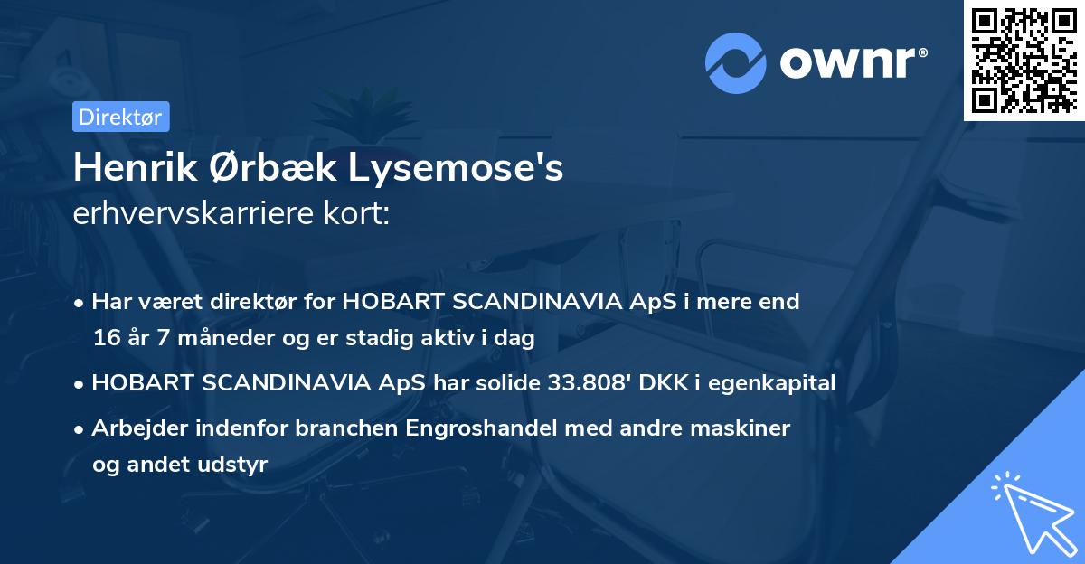 Henrik Ørbæk Lysemose's erhvervskarriere kort