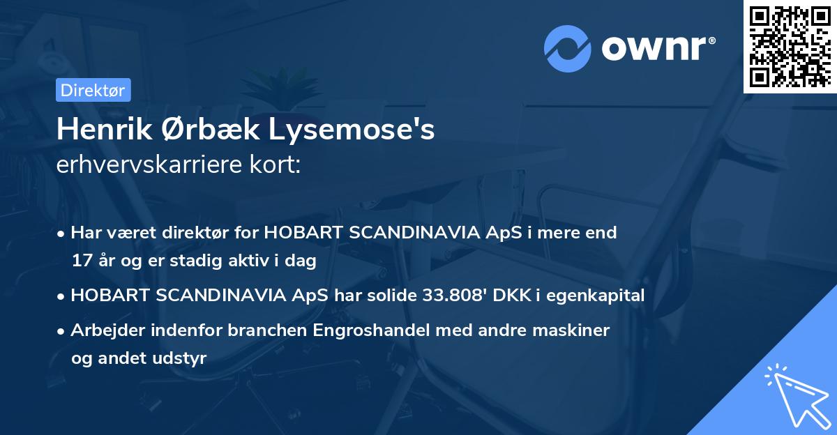 Henrik Ørbæk Lysemose's erhvervskarriere kort