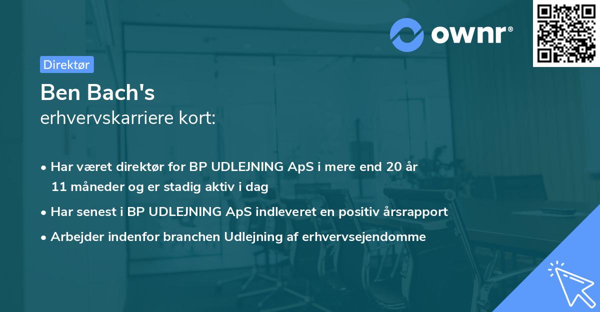 Ben Bach's erhvervskarriere kort