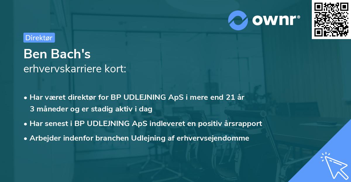 Ben Bach's erhvervskarriere kort