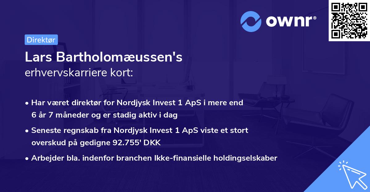 Lars Bartholomæussen's erhvervskarriere kort