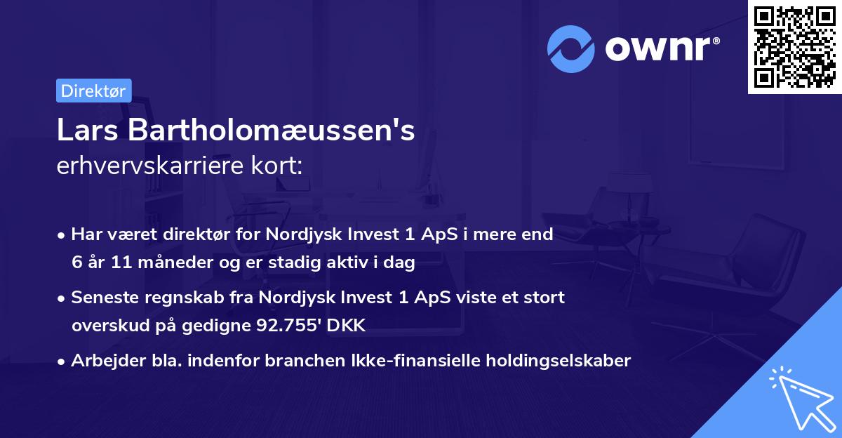 Lars Bartholomæussen's erhvervskarriere kort