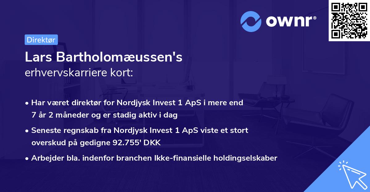 Lars Bartholomæussen's erhvervskarriere kort