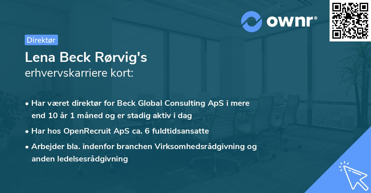 Lena Beck Rørvig's erhvervskarriere kort