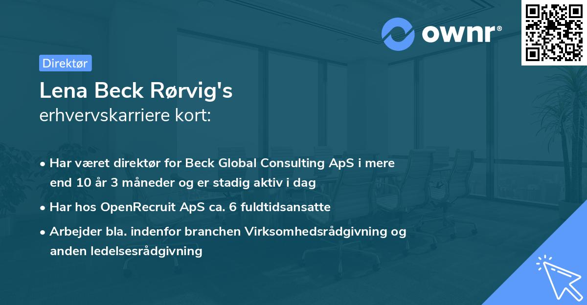 Lena Beck Rørvig's erhvervskarriere kort