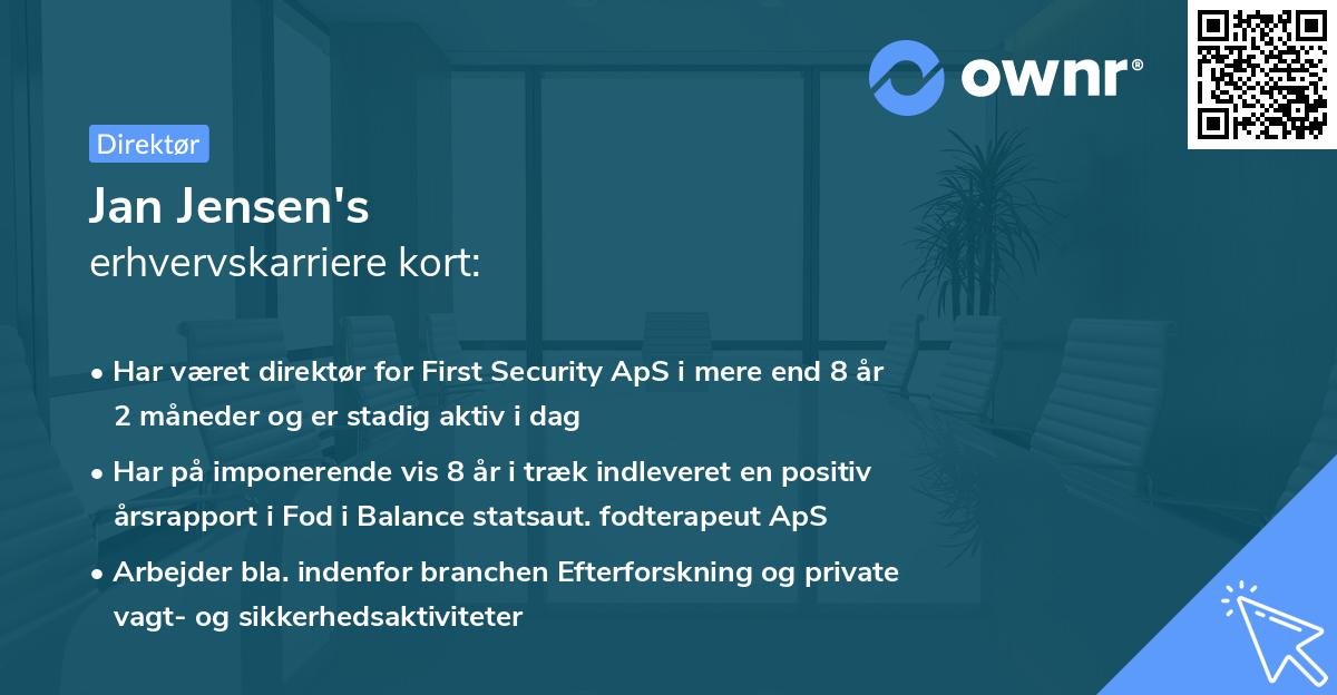 Jan Jensen's erhvervskarriere kort