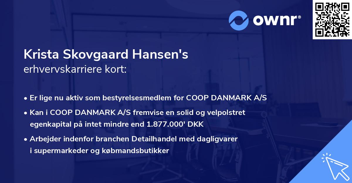 Krista Skovgaard Hansen's erhvervskarriere kort
