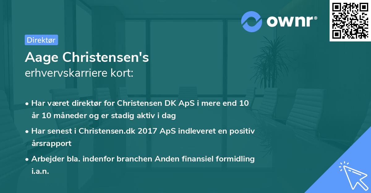 Aage Christensen's erhvervskarriere kort