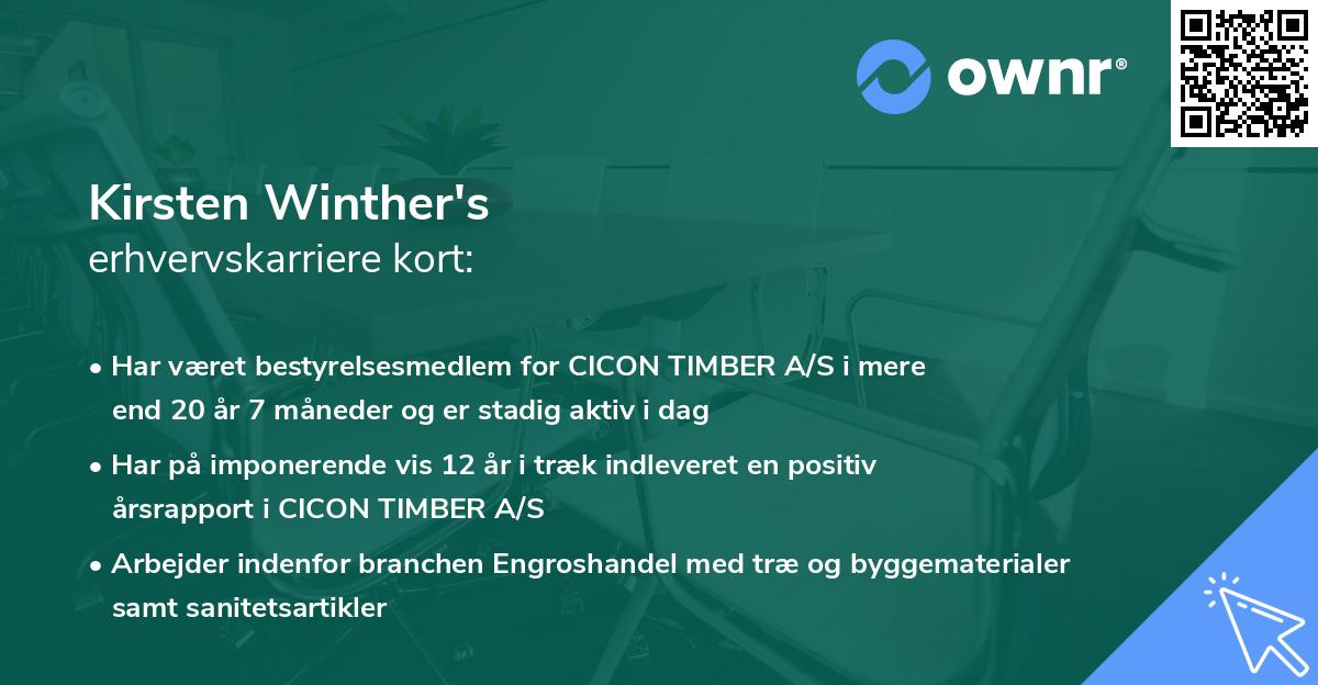 Kirsten Winther's erhvervskarriere kort