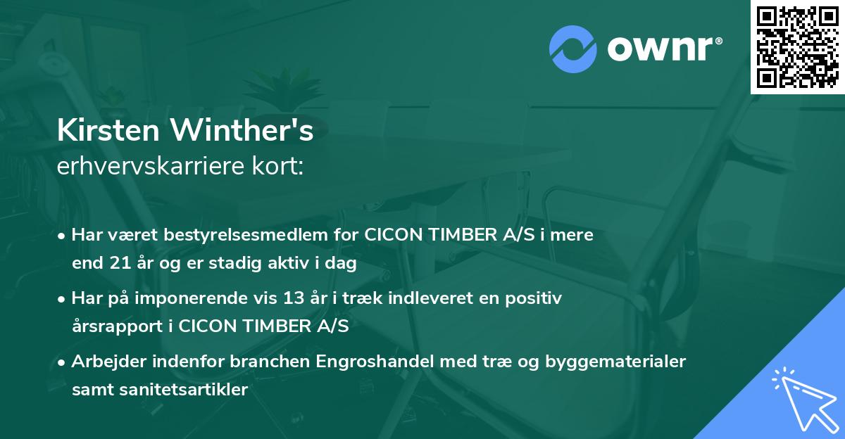 Kirsten Winther's erhvervskarriere kort
