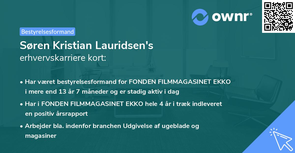 Søren Kristian Lauridsen's erhvervskarriere kort