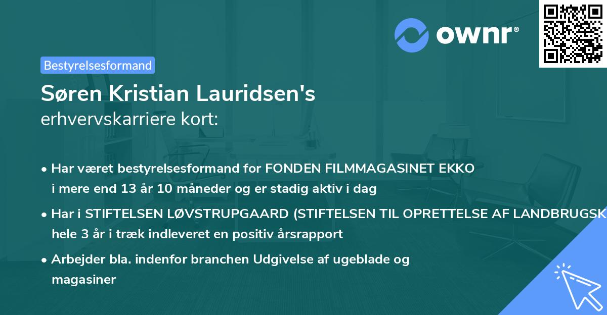 Søren Kristian Lauridsen's erhvervskarriere kort