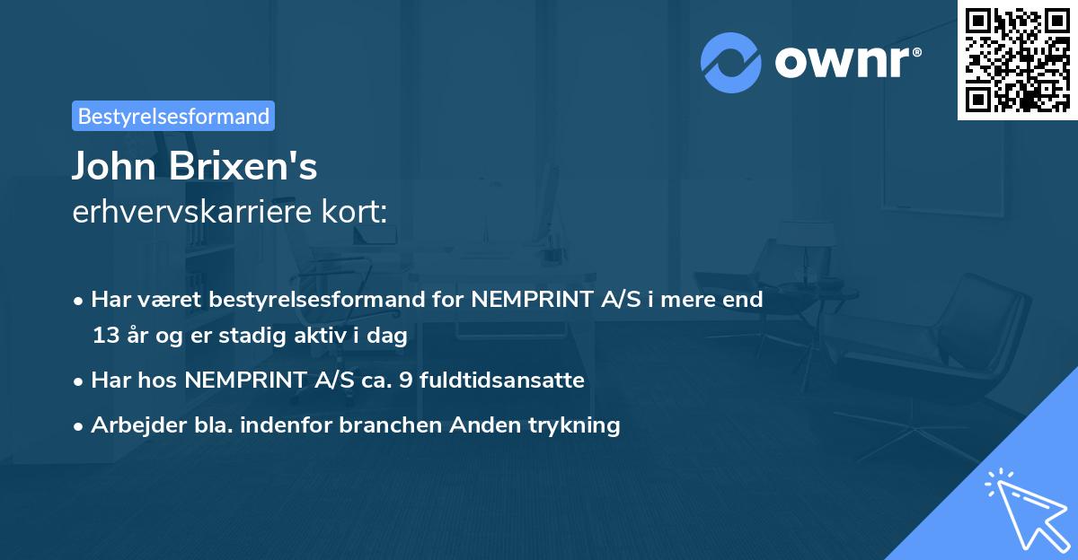 John Brixen's erhvervskarriere kort