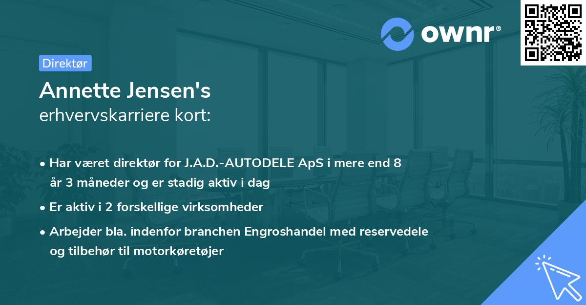 Annette Jensen's erhvervskarriere kort