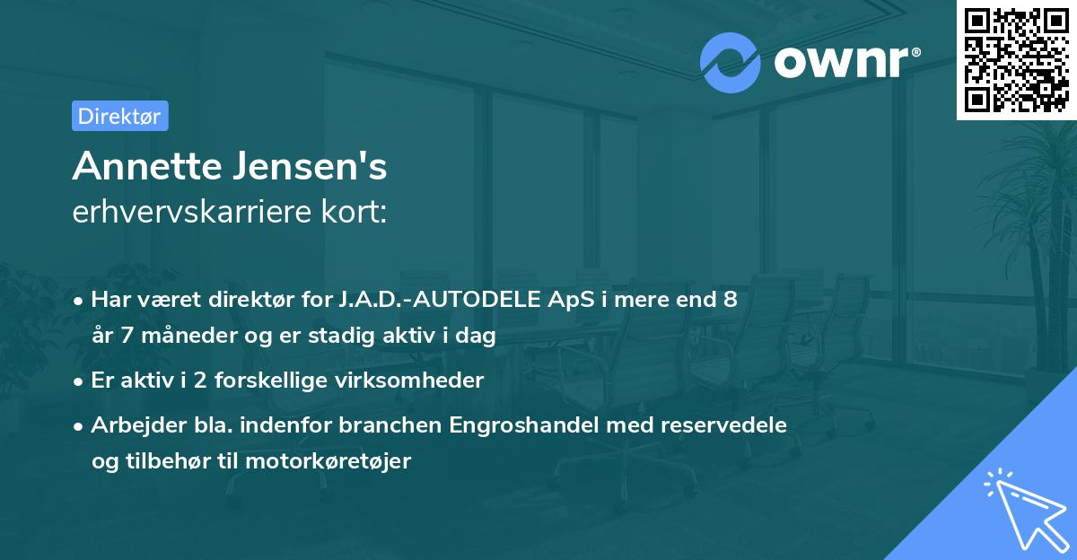 Annette Jensen's erhvervskarriere kort