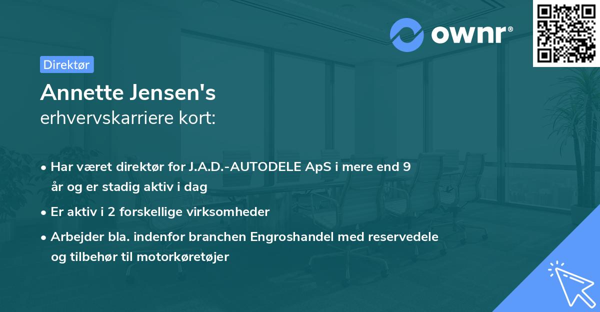 Annette Jensen's erhvervskarriere kort
