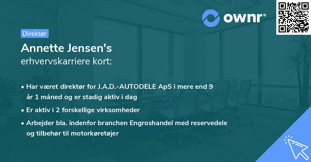 Annette Jensen's erhvervskarriere kort