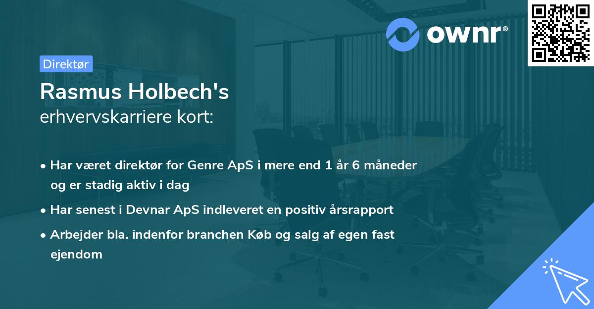 Rasmus Holbech's erhvervskarriere kort