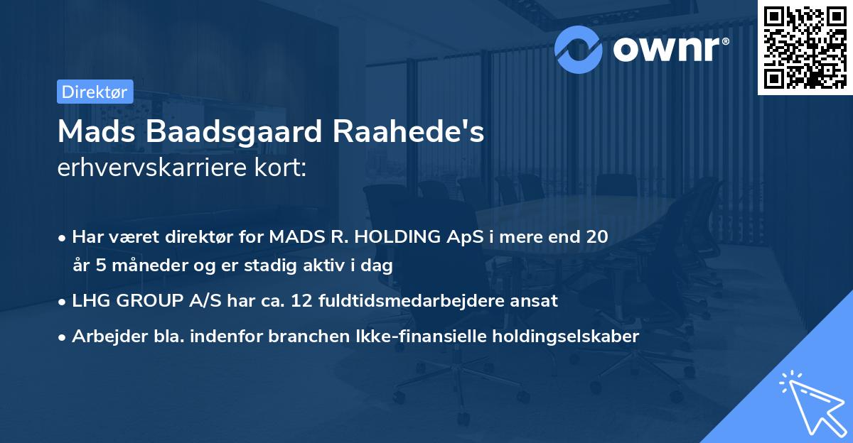 Mads Baadsgaard Raahede's erhvervskarriere kort