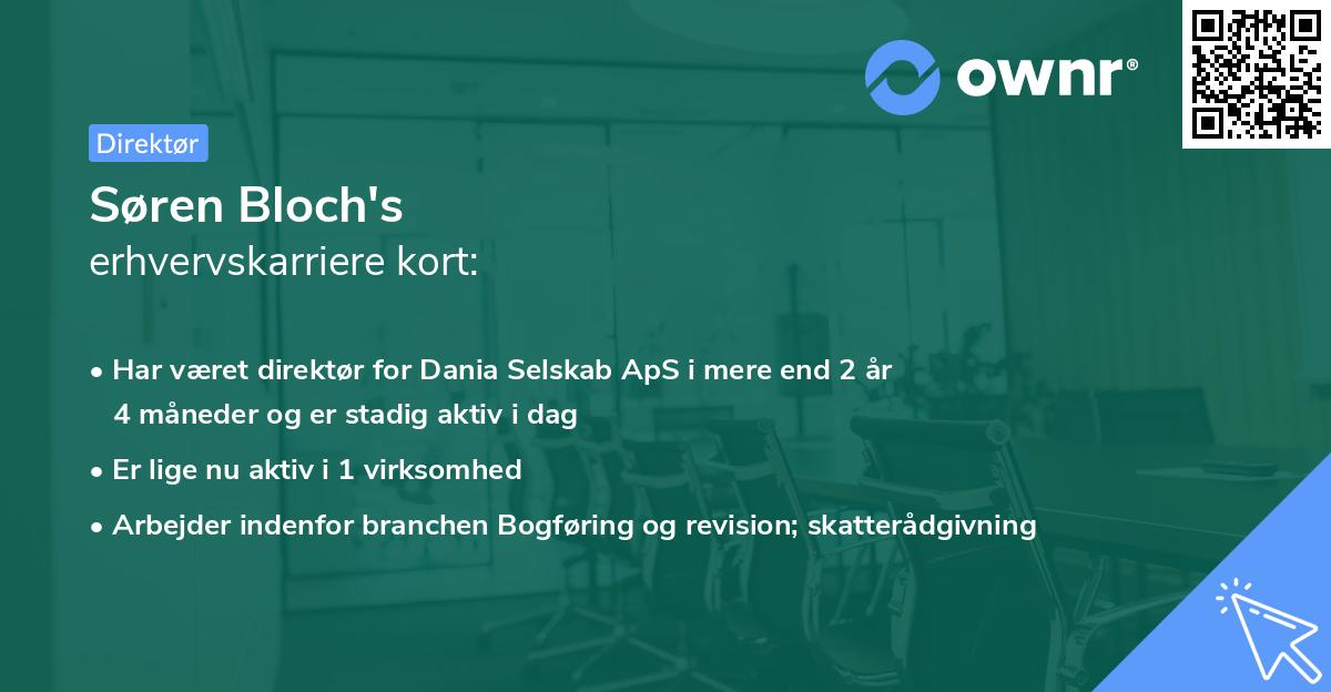 Søren Bloch's erhvervskarriere kort