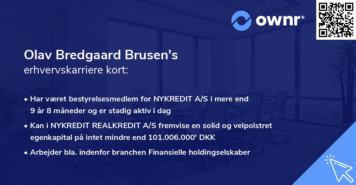 Olav Bredgaard Brusen's erhvervskarriere kort