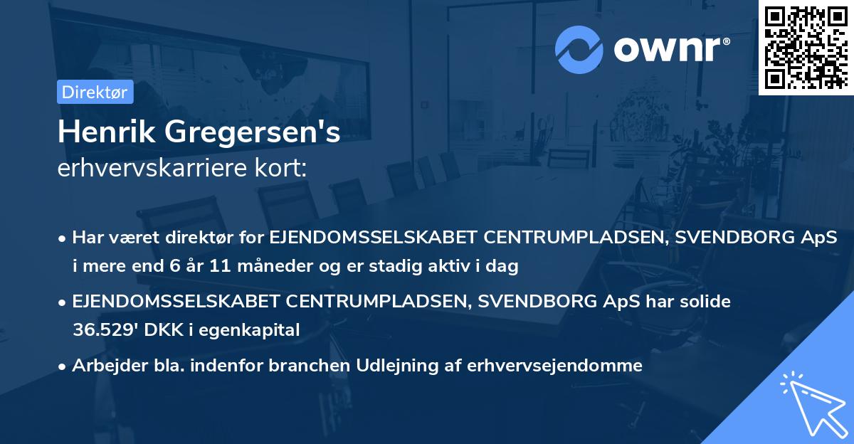 Henrik Gregersen's erhvervskarriere kort