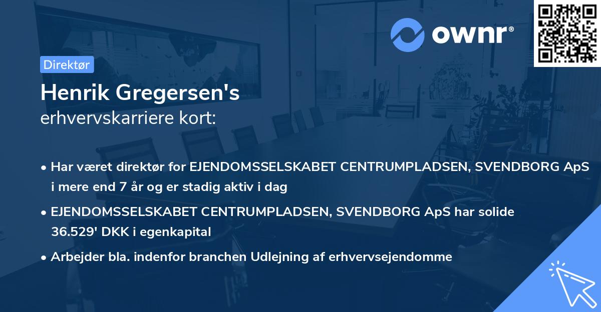 Henrik Gregersen's erhvervskarriere kort