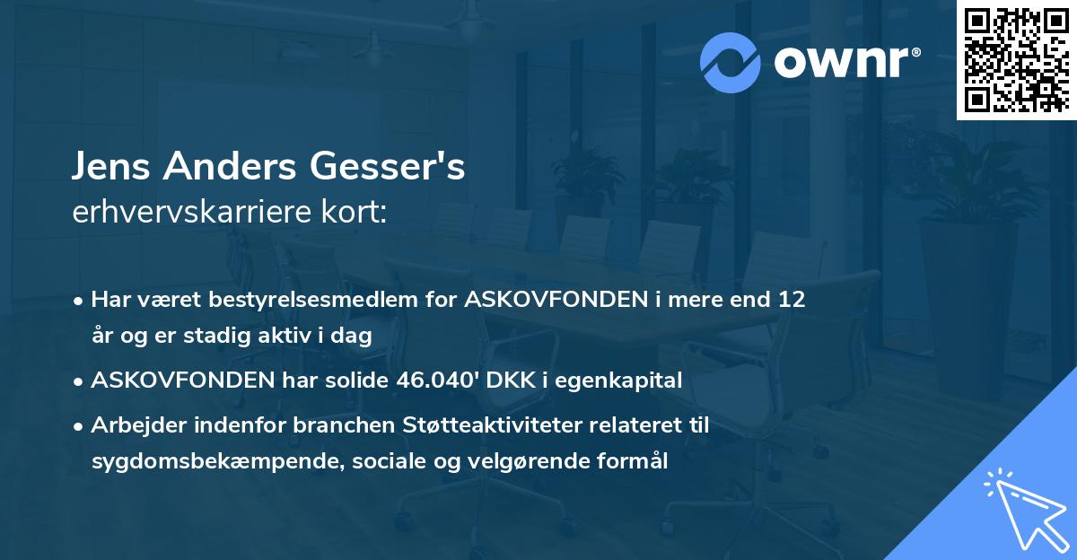 Jens Anders Gesser's erhvervskarriere kort