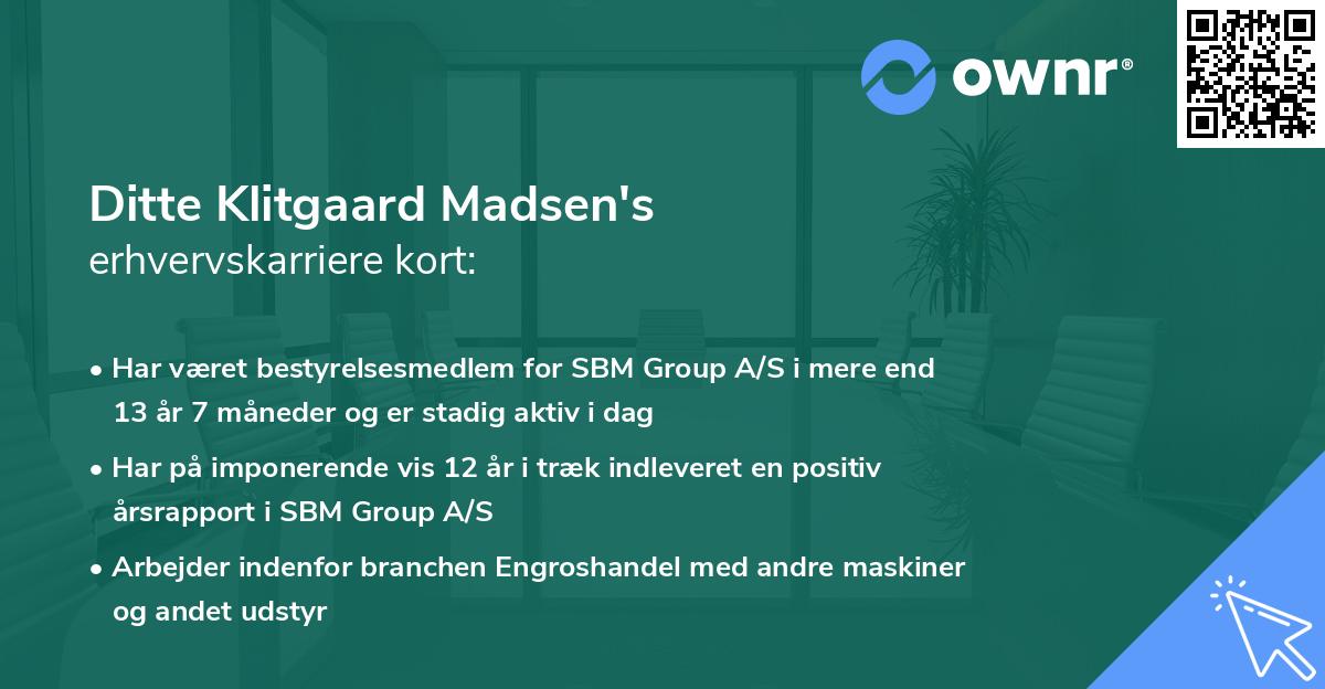 Ditte Klitgaard Madsen's erhvervskarriere kort
