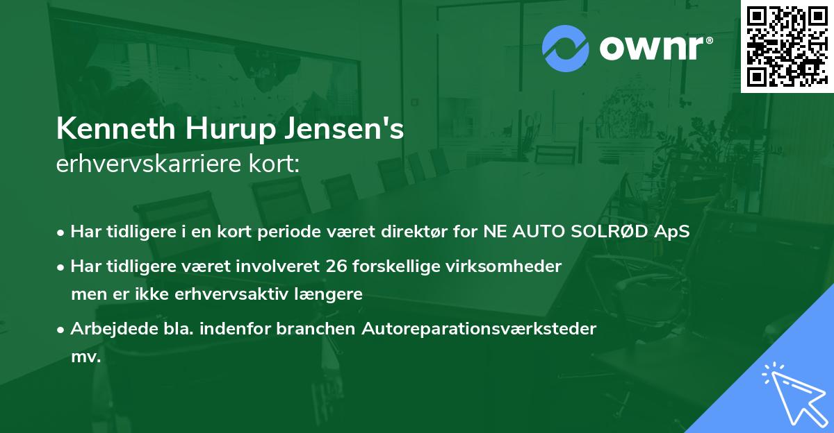 Kenneth Hurup Jensen's erhvervskarriere kort