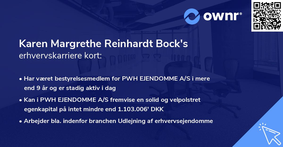 Karen Margrethe Reinhardt Bock's erhvervskarriere kort